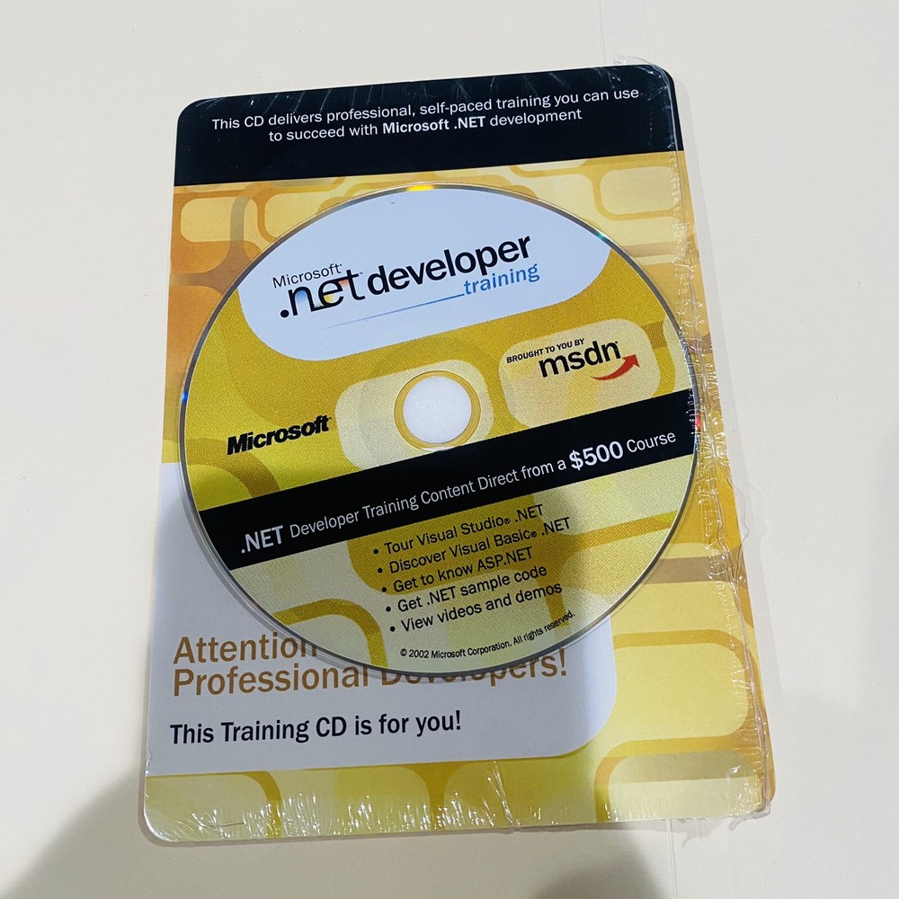 Microsoft Net Developer Training MSDN .net Vtg 2002 CD Software NOS Advertising