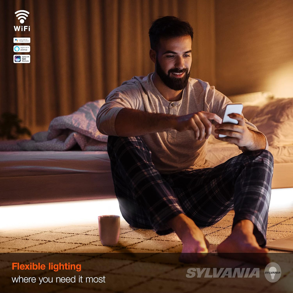 SYLVANIA Smart LED Wifi Full Color Light Strip, 6.5 Ft, Dimmable, Compatible wit