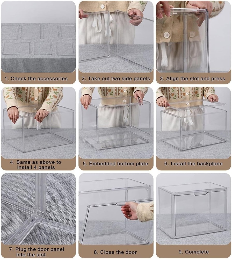 Stackable Transparent Display Cases - Perfect for Collectibles & Shoes, 3 Count