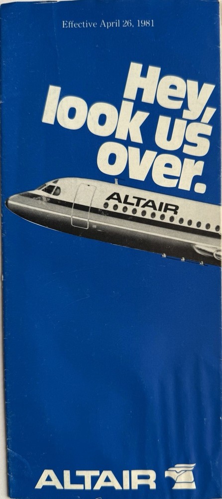 Altair Airlines System Timetable - Apr 1981