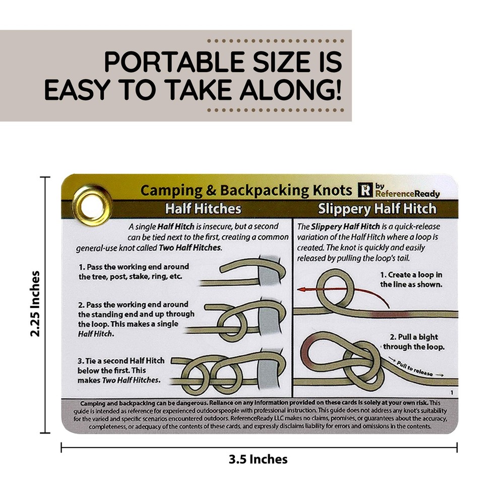 ReferenceReady Outdoor Knots Pocket Guide - Waterproof Sized, Brown