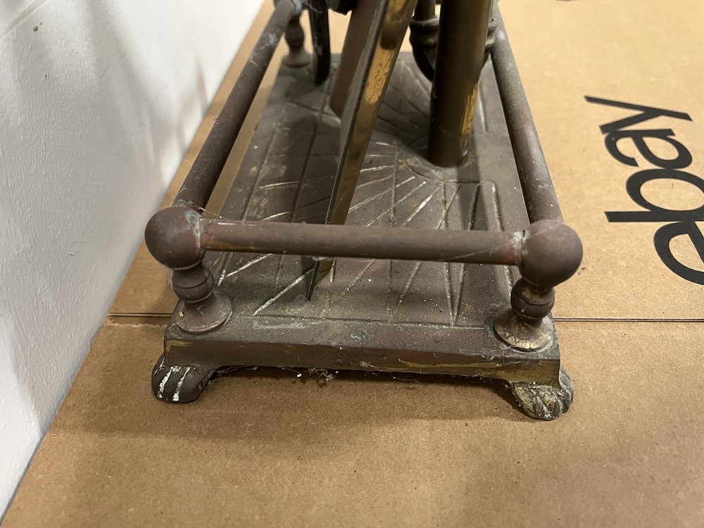Vintage Solid Brass Fireplace 3 Tools with Stand Set