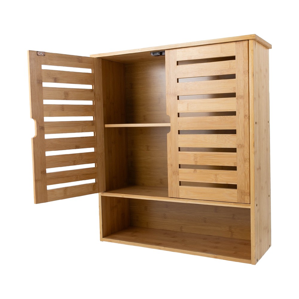3-Layer Bamboo Storage Cabinets Modern Wall Mounted Decor Racks Storage Cabinets