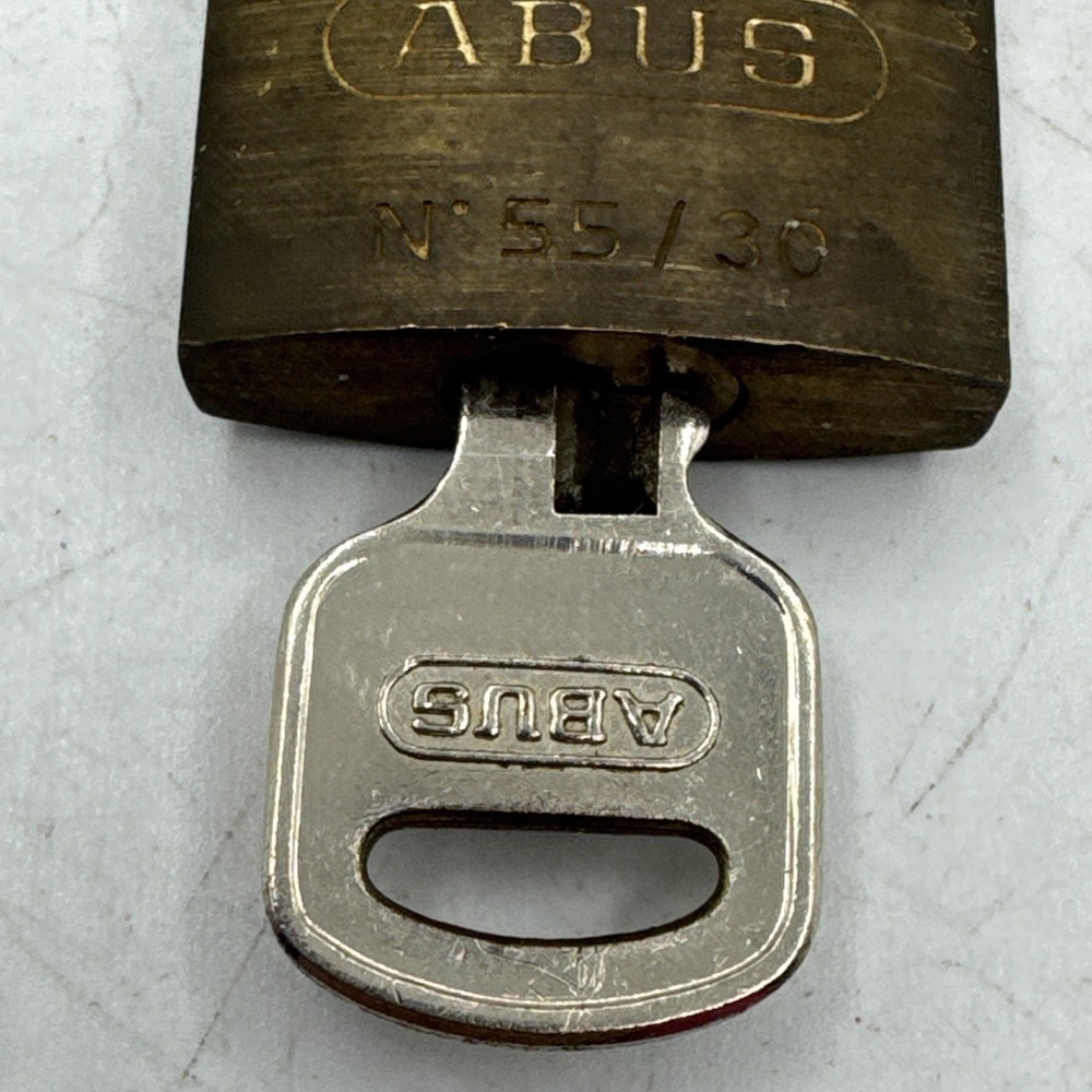 Abus 55/30 Solid Brass Lock Padlock With Key - Works