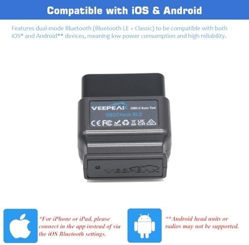 Veepeak OBDCheck BLE+ Bluetooth 4.0 OBD2 Scanner for iOS & Android, Car Code for