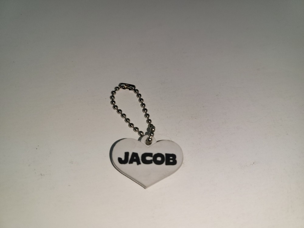 NEW JACOB on white HEART Keychain