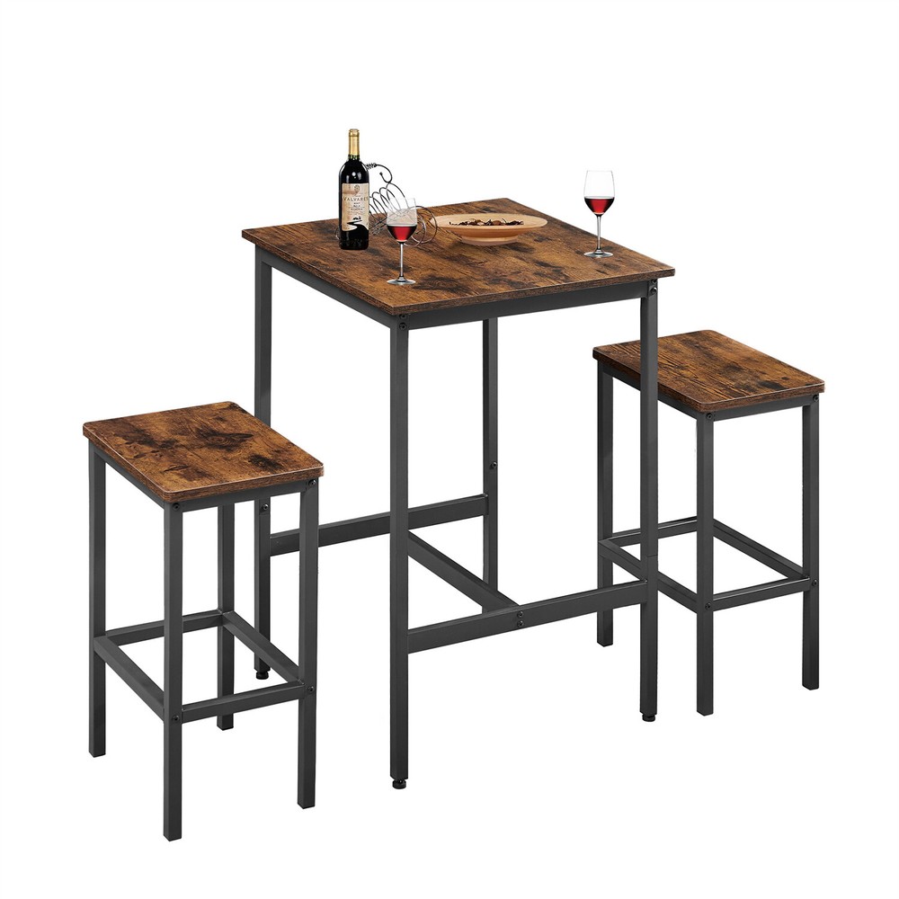 3 Piece Bar Table Set Counter Height Kitchen Dining Table w/ 2 Bar Stools US