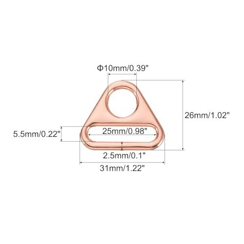 10Pcs 0.98" Triangle Buckle Adjuster, Triangle D Ring Adjuster Connector