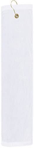 Premium Velour Golf Towel with Tri-fold Hook & Grommet Placement-White