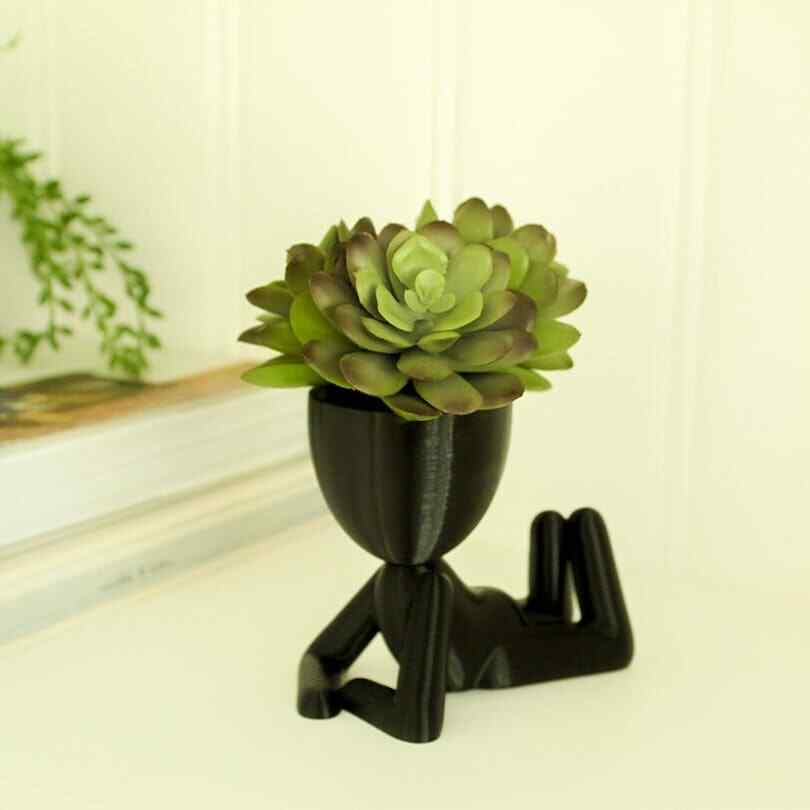 Laying Stick Figure Head Succulent Planter