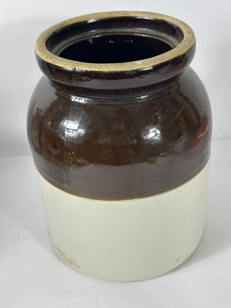 Stylish Large Two Tone Stoneware Jar No Lid