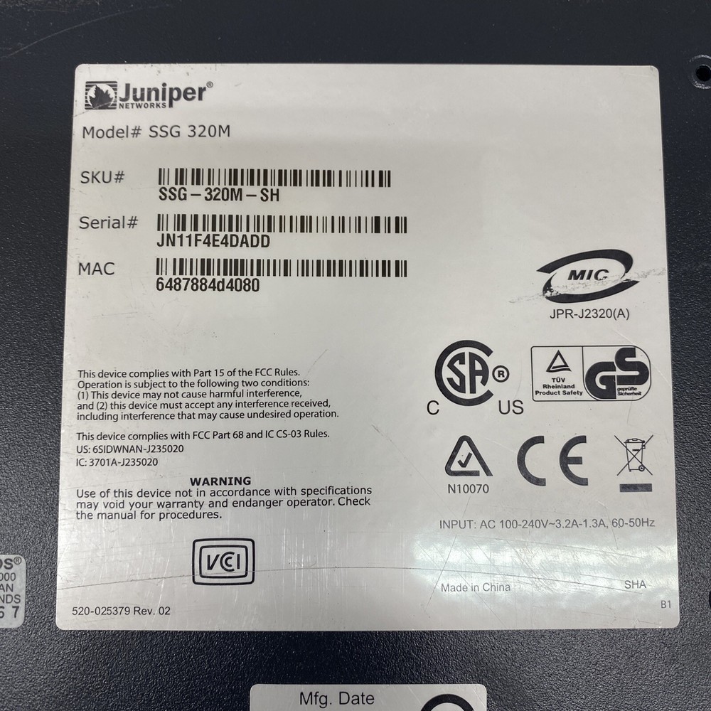 Juniper Networks SSG-320M-SH Secure Services Gateway