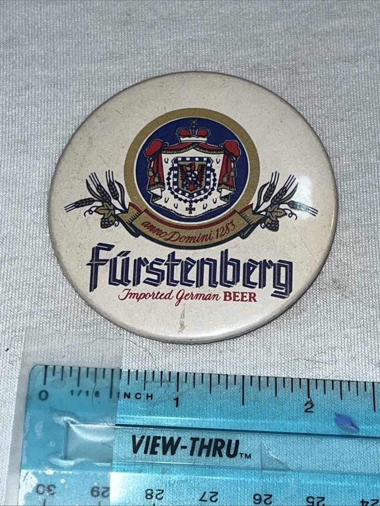 Furstenberg imported German Beer Ale Button Pin Pinback Vintage 2 1/4”