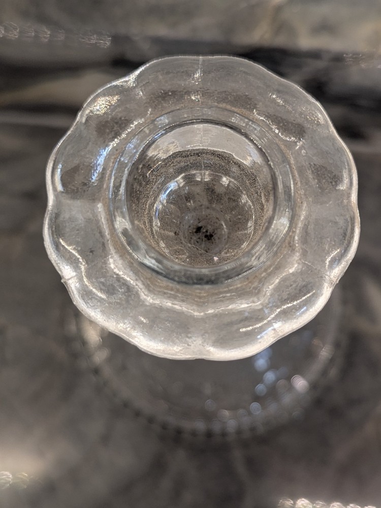 Antique EAPG Pressed Glass Candlestick – Heavy 3-Part Mold, Deep Floral Pattern