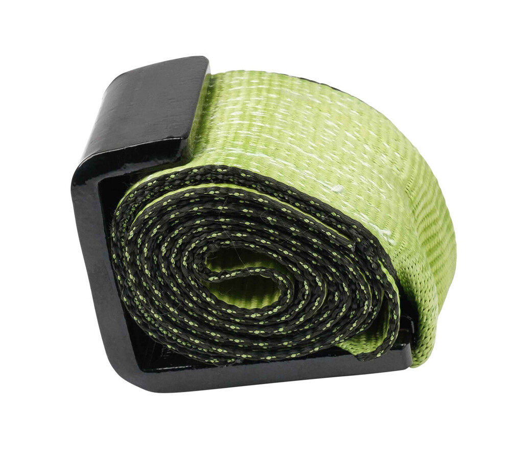 (4 Pack) 4"x5' Roll Off Container Green Winch Strap w/ Large Flat Hook for Truck