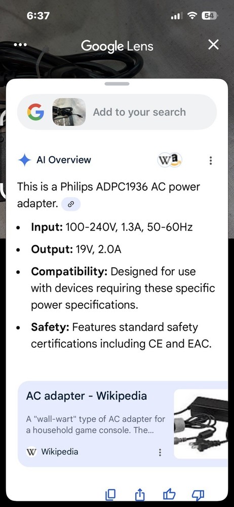Phillips Ac Adaptor For Lap Top Computer