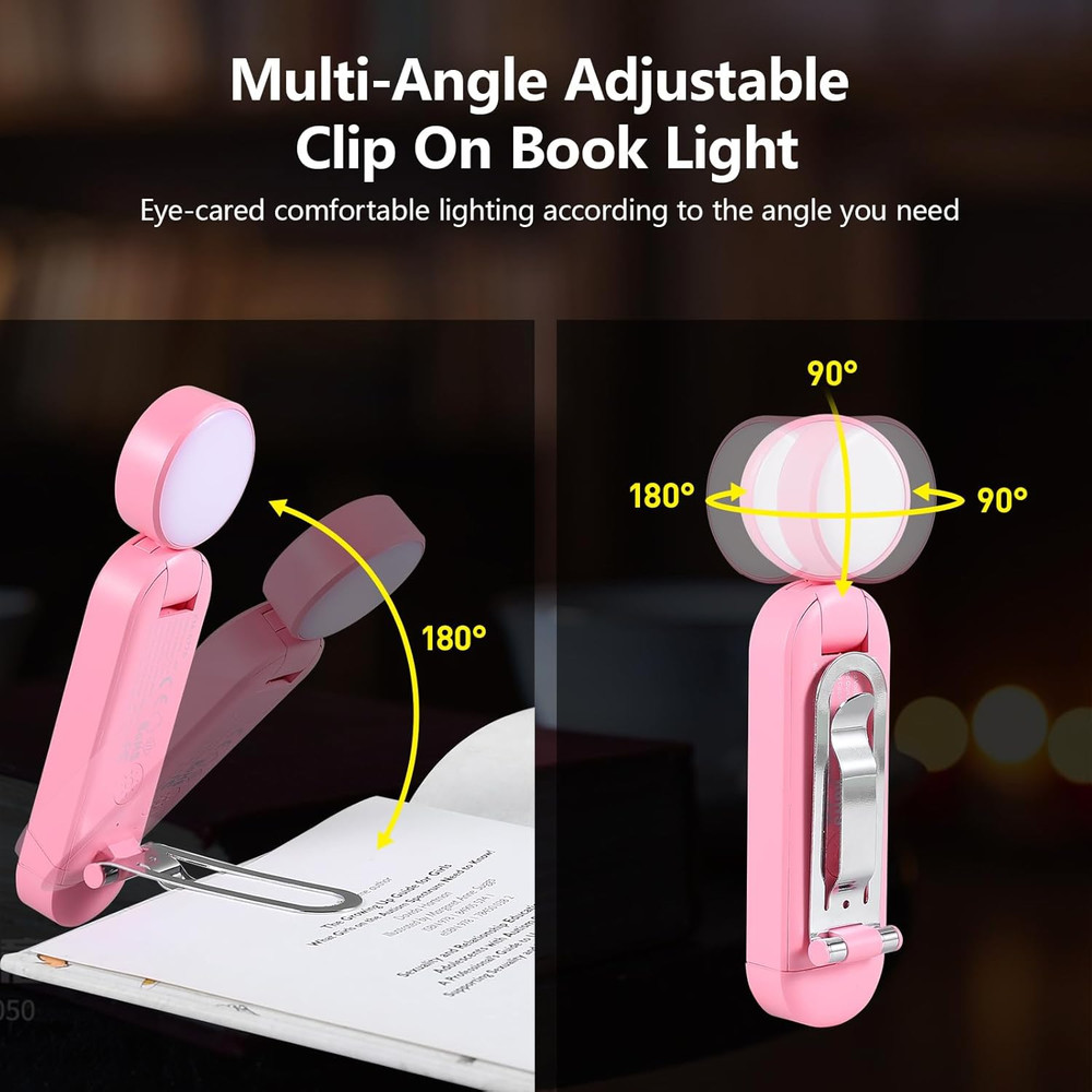 USB Rechargeable Blue Light Blocking Amber Clip on Bookmark Shaped Reading Light