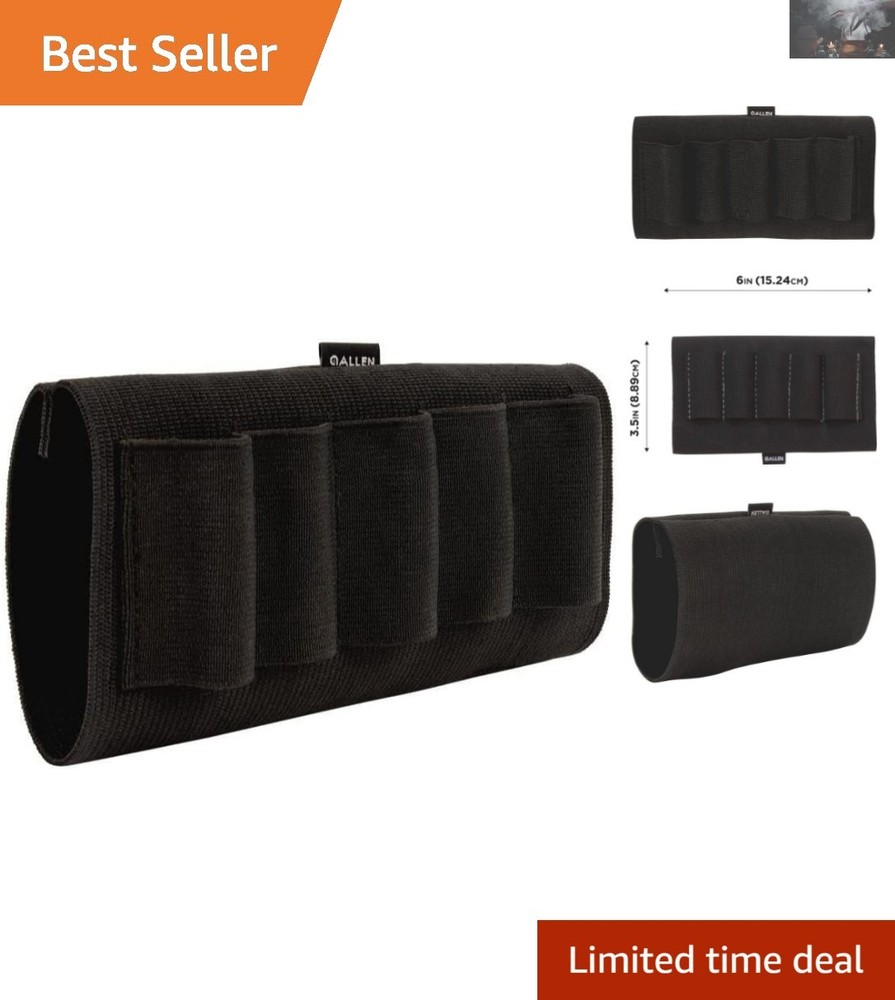 Durable Elastic Buttstock Shell Holder for Shotguns - Holds 9 Shells Securely