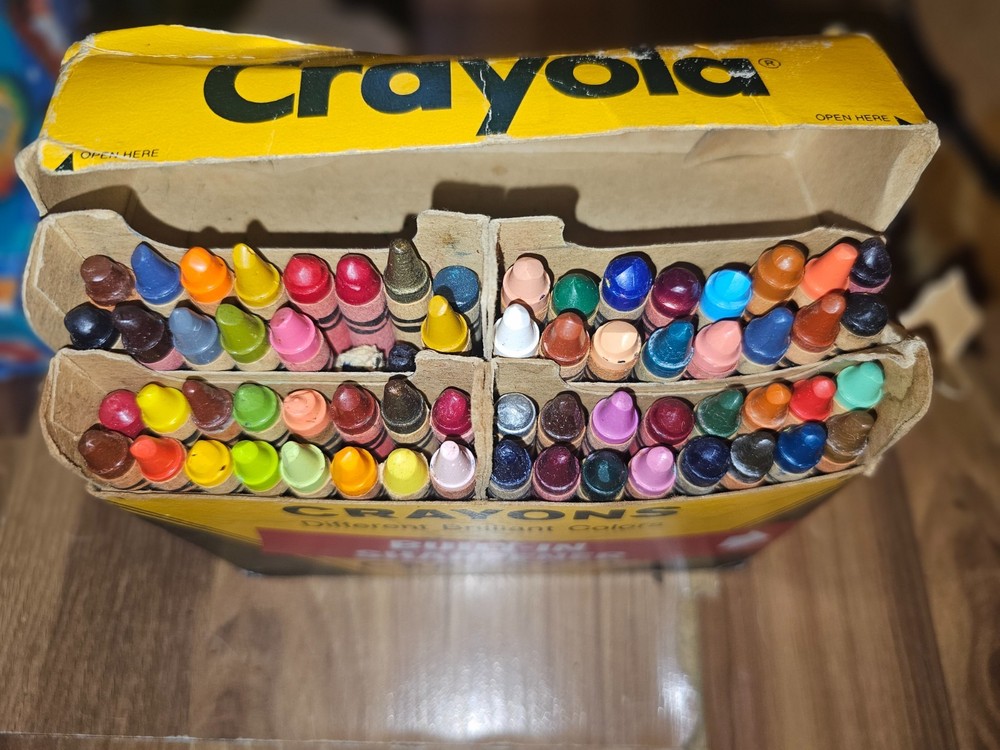 Vintage Crayola Crayons 64 Count Box with Sharpener MAIZE