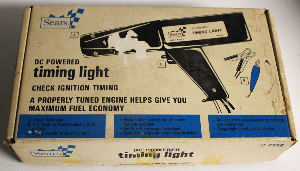 Vintage Sears Dc Powered Inductive Timing Light with Box 28-2158