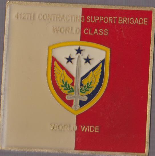 412 Contracting Support Brigade  Chain Challenge Coin 1.75 "DIA