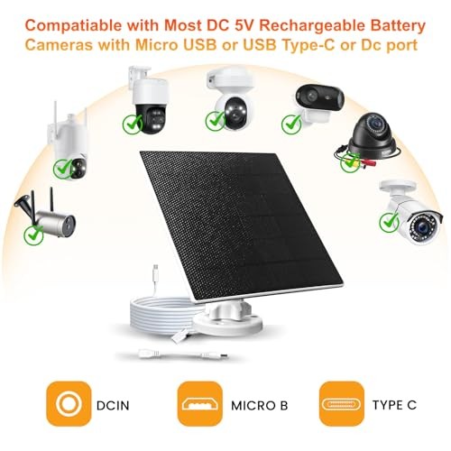5W Quick Charging for Ring Spotlight Camera Solar Panel, IP67 Weather