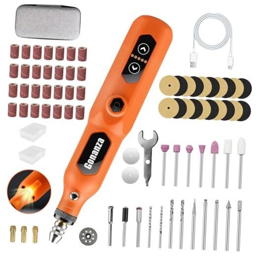 Mini Cordless Rotary Tool Kit with Case & 78 Pcs | 5-Speed Variable Orange
