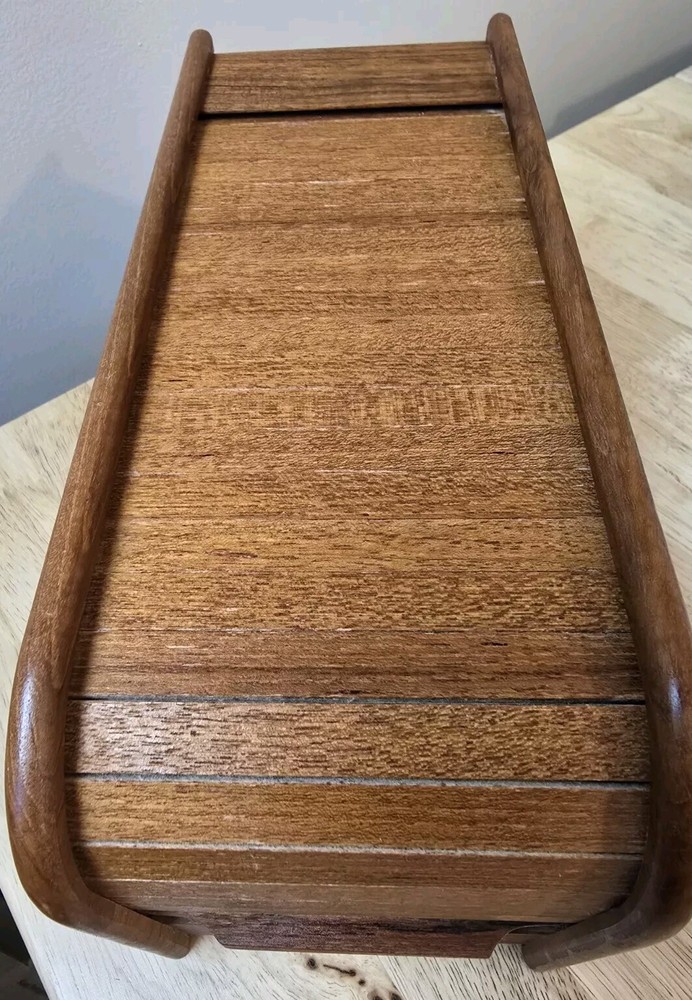 VINTAGE MCM TeakTech Rolltop Storage Unit Filled With Various Hard  Disk EUC