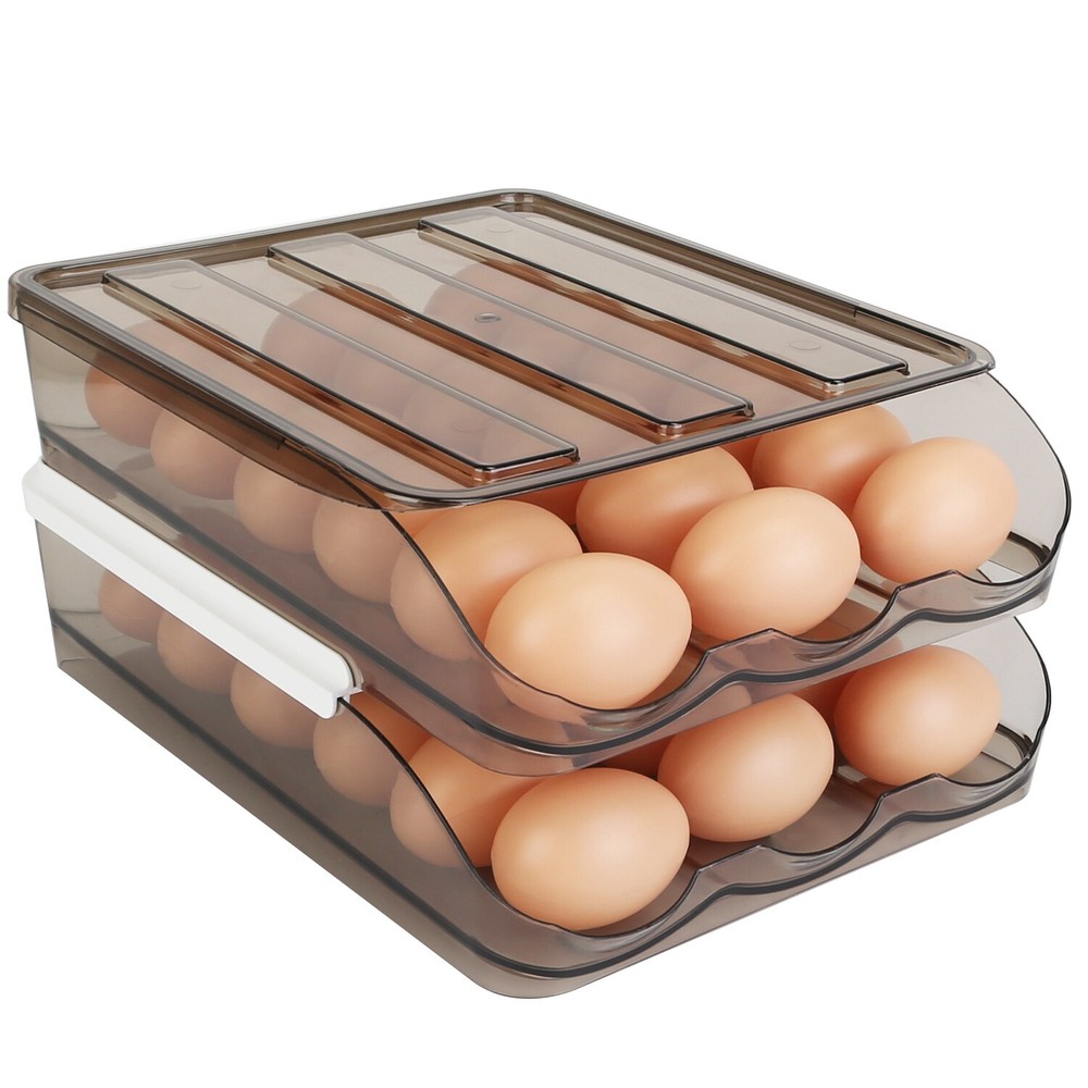Auto Rolling Egg Holder Storage Box for Refrigerator Egg Tray Fridge Container