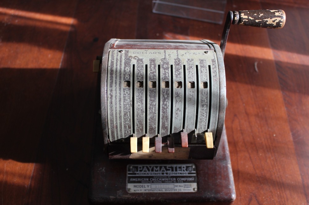 Art Deoo Paymaster Model Y Check Writer & Protector 7 Column Brown