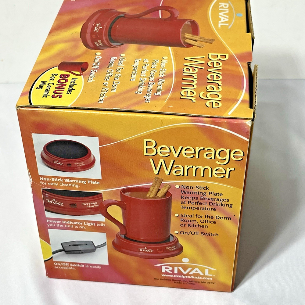Rival Beverage Soup Warmer Includes 8 Oz Ceramic Mug Office Dorm Red New