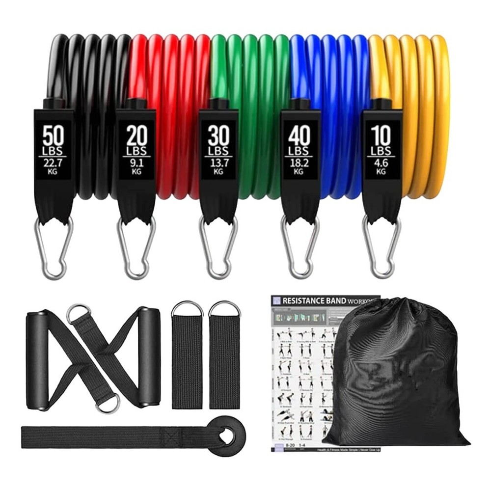 Resistance Bands Set 150 lbs - 11 Piece Strength Training