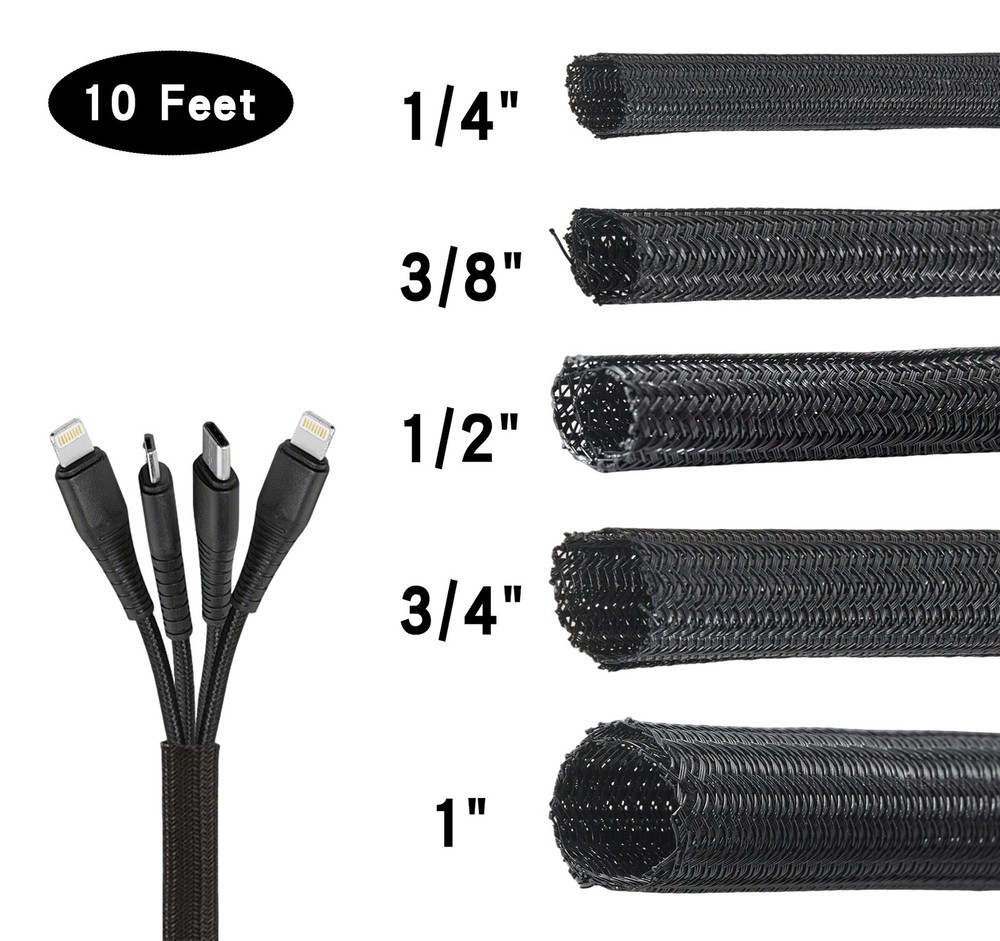 10 Feet Expandable Braided Sleeving - Braid Cable Wiring Harness Loom Protection