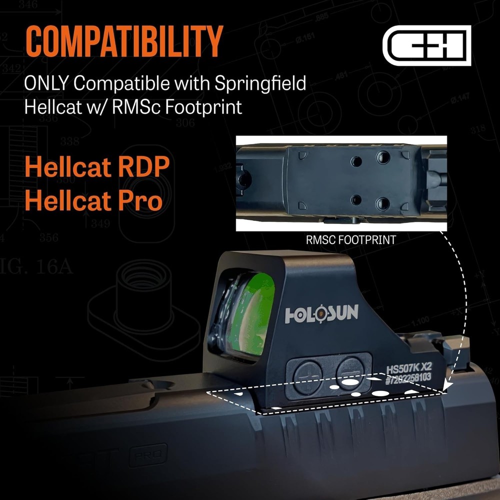 Precision Red Dot Mount for Springfield Hellcat & Holosun