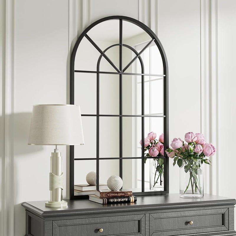Arched Bathroom Mirror Decorative Iron Frame Explosion-Proof Easy Installation