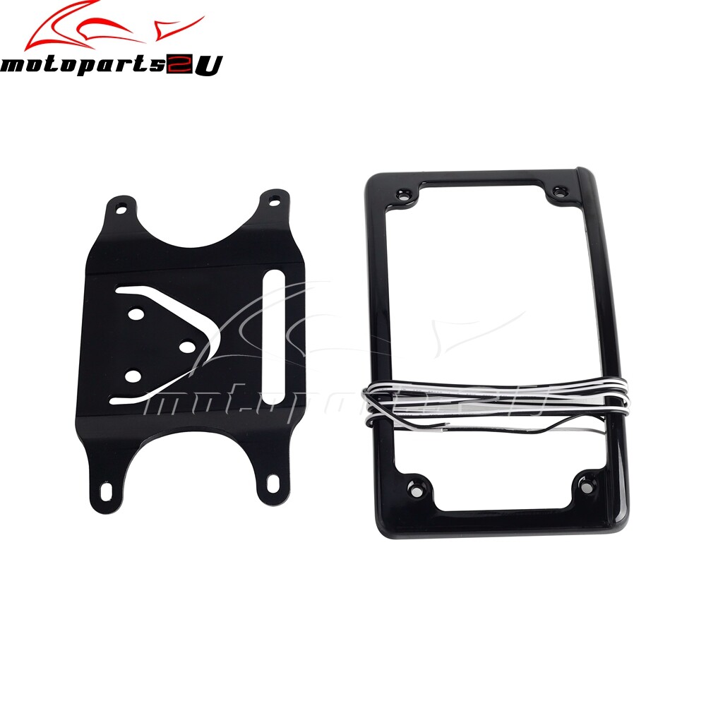 Curved Laydown License Plate Mounted & LED Light Plate Frame for Harley-Davidson