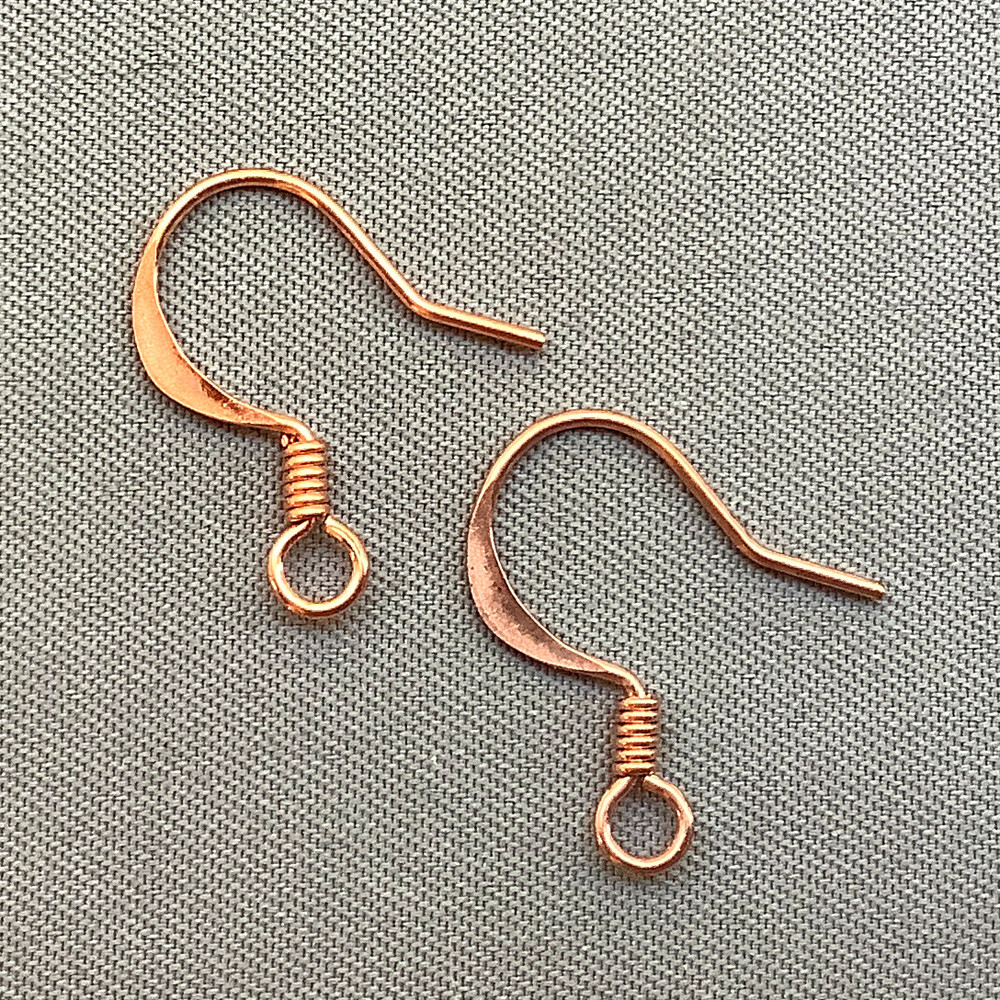 French Hook Flat Coil Earwires 16x15mm 22ga Solid Copper Q25 Pair Per Pkg