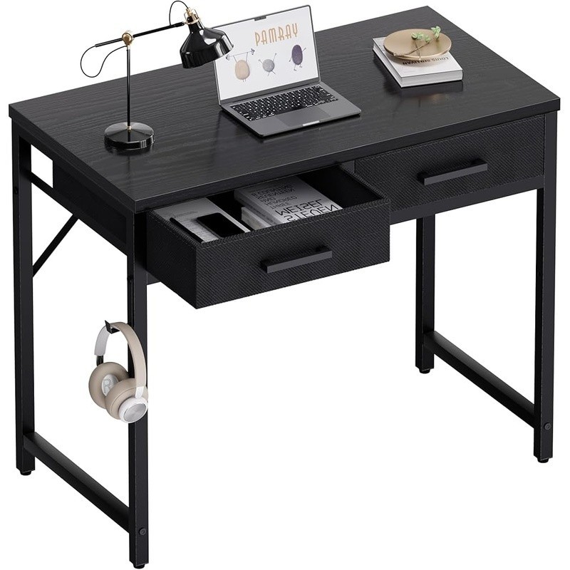 Compact Computer Desk W/ Storage Drawers Small Spaces Home Table Office