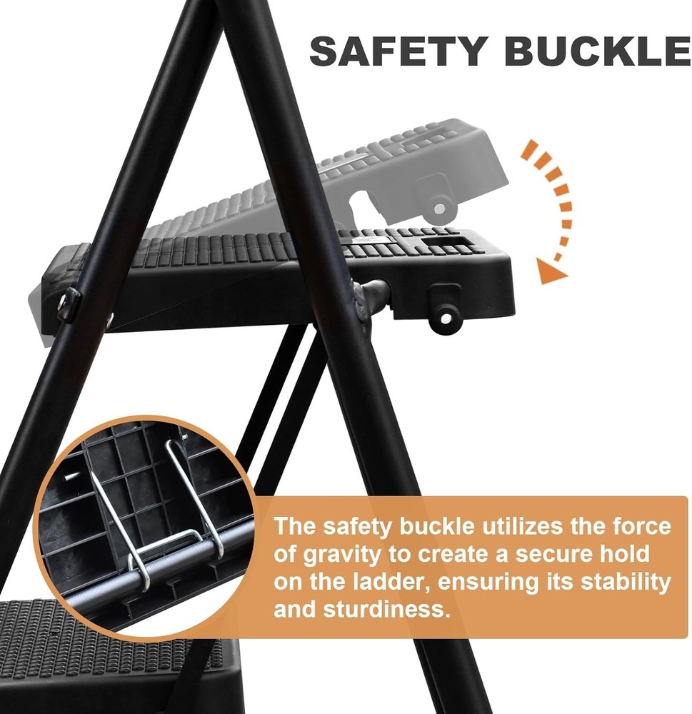 Versatile 3-Step Folding Ladder with Tool Bag - Maximum Safety & Stability