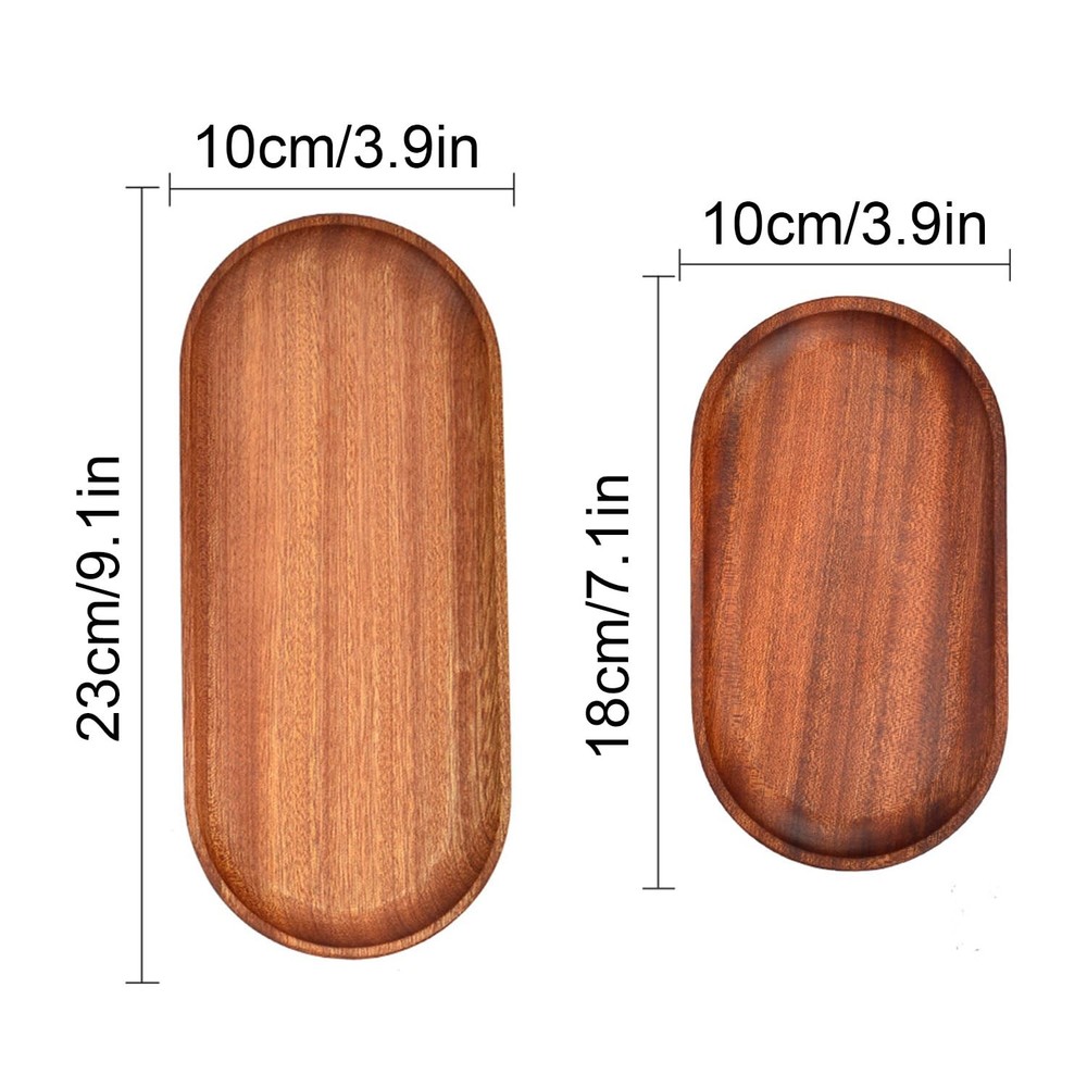 6-Pack Solid Wood Serving Platters Trays Natural Wood Edge Rectangular SET OF 6