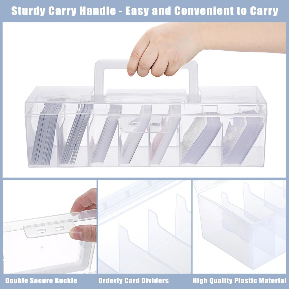 2 Plastic Trading Card Storage Boxes Clear Plastic Card Storage Cases with Divid