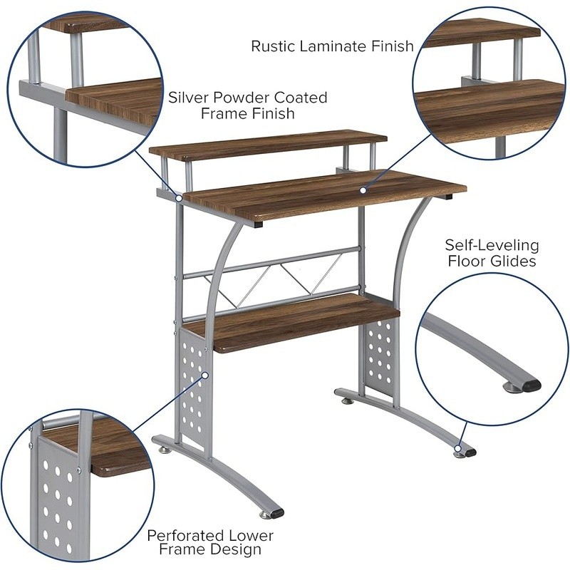 Modern Multi-Space Saving Computer Desk W/ Storage Home Office Dorm Use