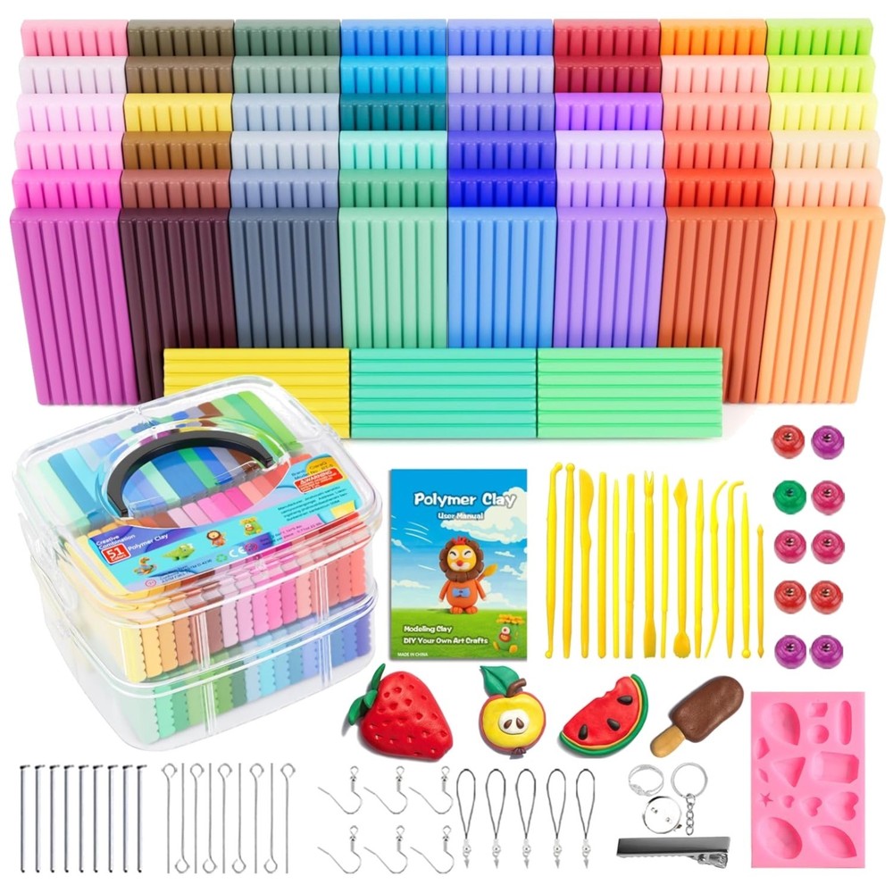 51-Color Polymer Clay Starter Kit with Tools