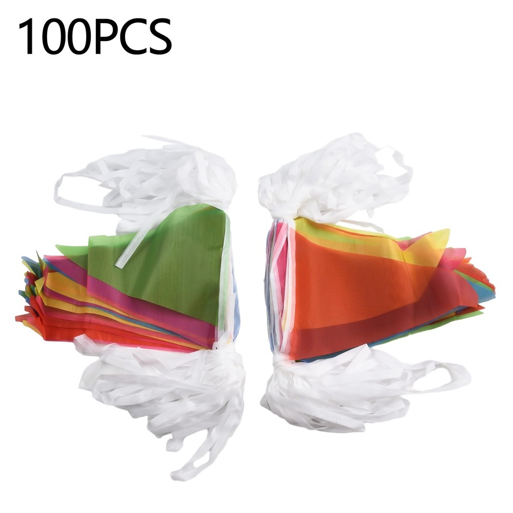 Bunting Triangle Flags 100 Flags 50 Meters Large 14*21CM Plastic Material