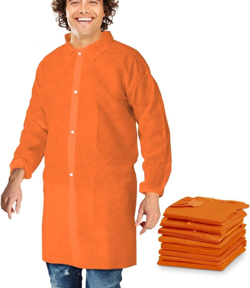 30 Orange Lab Jackets L Size Elastic Wrists 4 Snap Front Collar