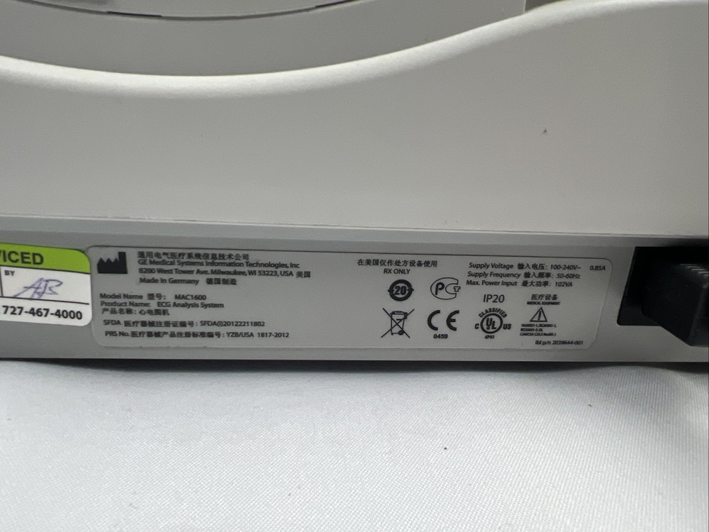GE MAC 1600 Resting ECG Analysis Machine