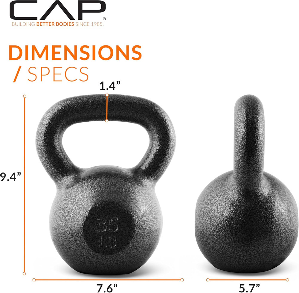 CAP Barbell Cast Iron Kettlebell - Coated Options, Singles and Sets, Multiple We