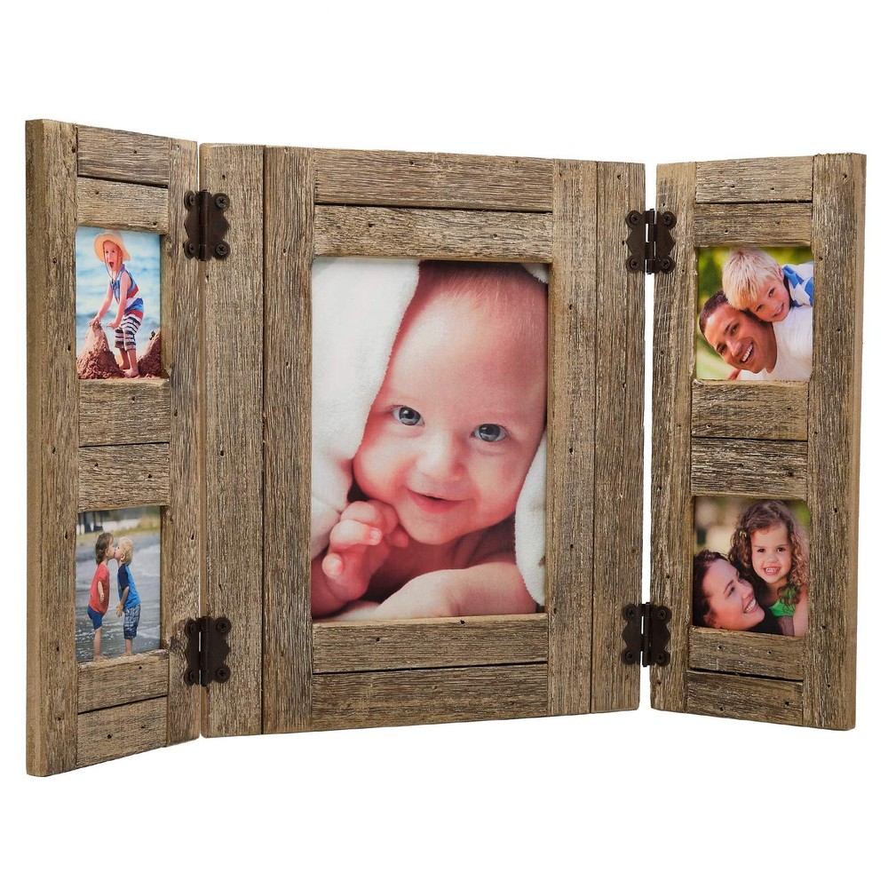 Rustic Distressed Wood Collage Picture Frames: Holds 5 Photos (Rustic)