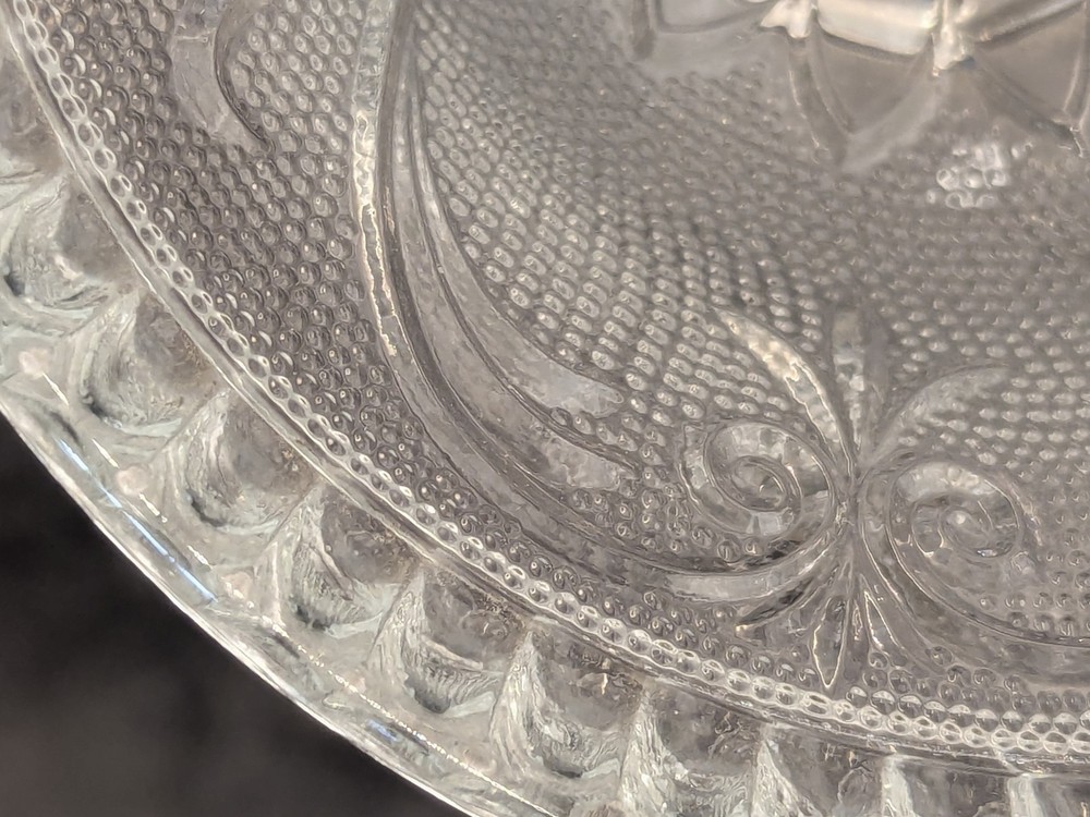 Antique EAPG Pressed Glass Candlestick – Heavy 3-Part Mold, Deep Floral Pattern