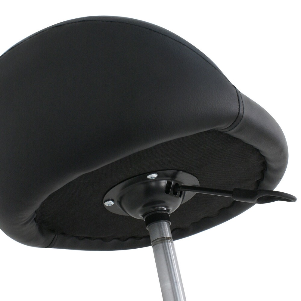 2PCS Adjustable Hydraulic Rolling Stool PU Leather Salon Chair with Back Black